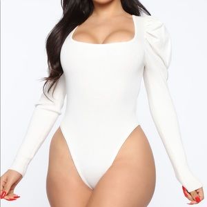 Ribbed white bodysuit
